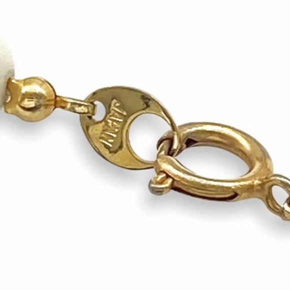 Vintage Signed Japan White, Peach and Green Beaded Necklace - Picture 8 of 8